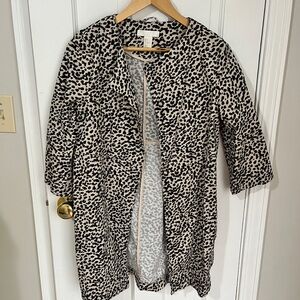 H&M Black and White Animal Print Shirt Sleeve Jacket/Cardigan